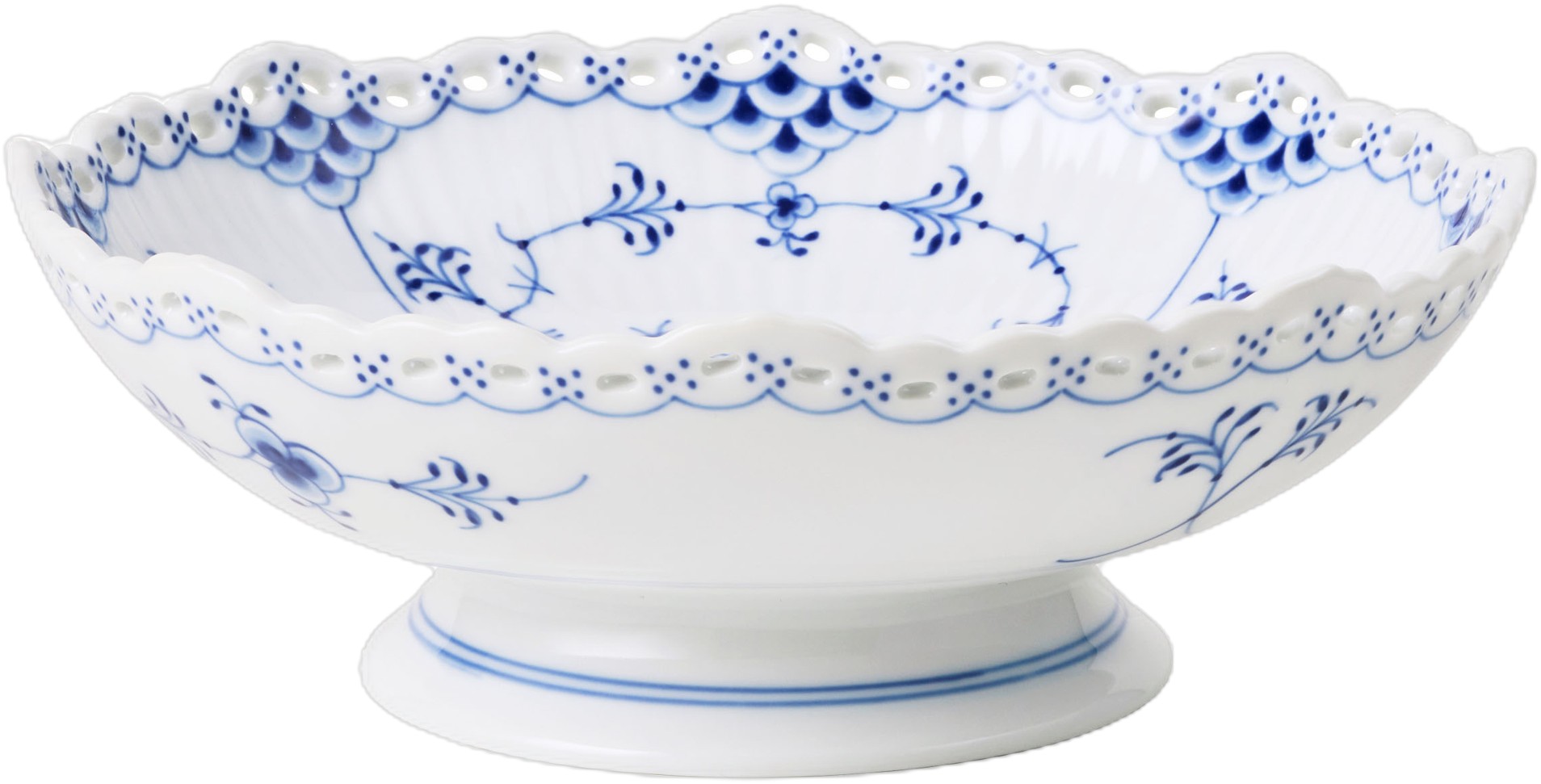 Blue Fluted FL Bowl on Foot 37cl