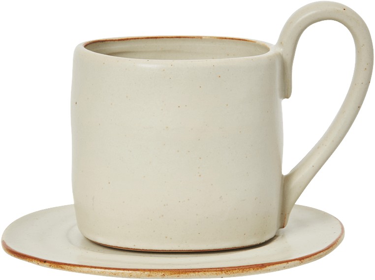 Flow Mug With Saucer Off-white Speckle - Køb til DKK 239 - Spar 20%