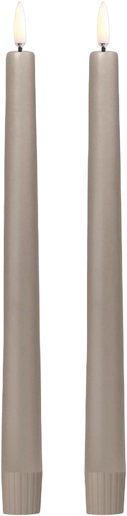 LED Taper Candle, Sandstone, Smooth, 2pack, 2,3x25 cm