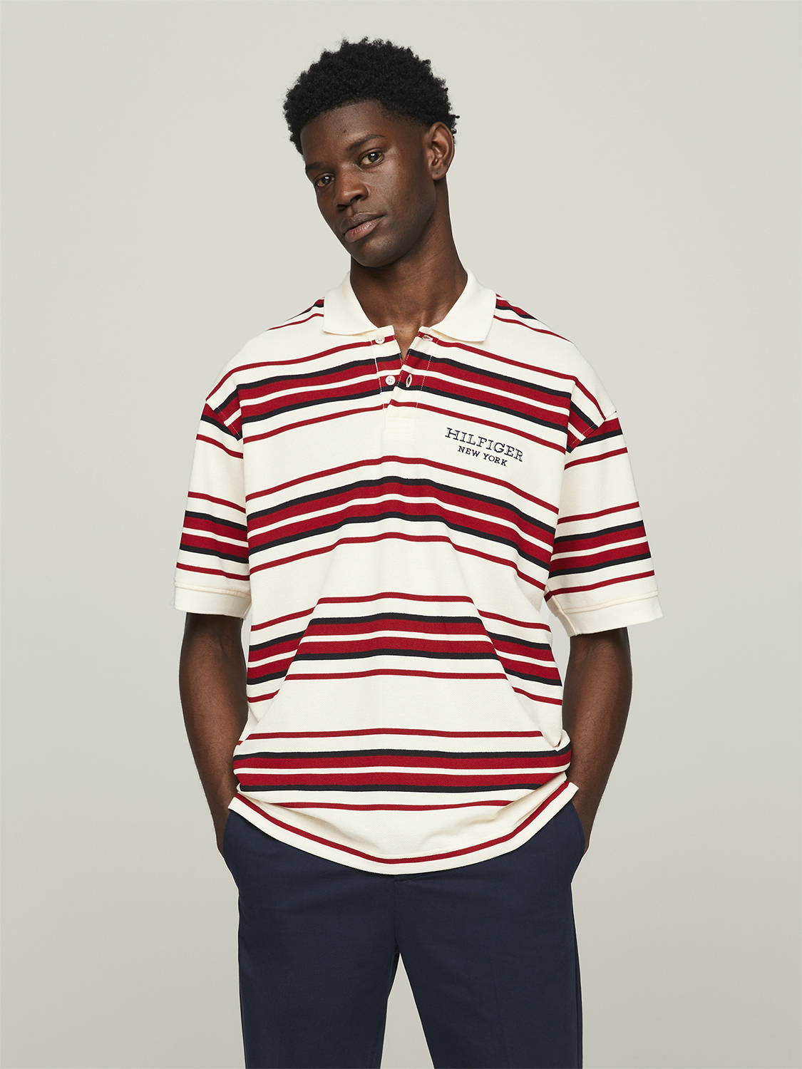 Stripe Honeycomb Monotype Polo Tommy Hilfiger L Calico