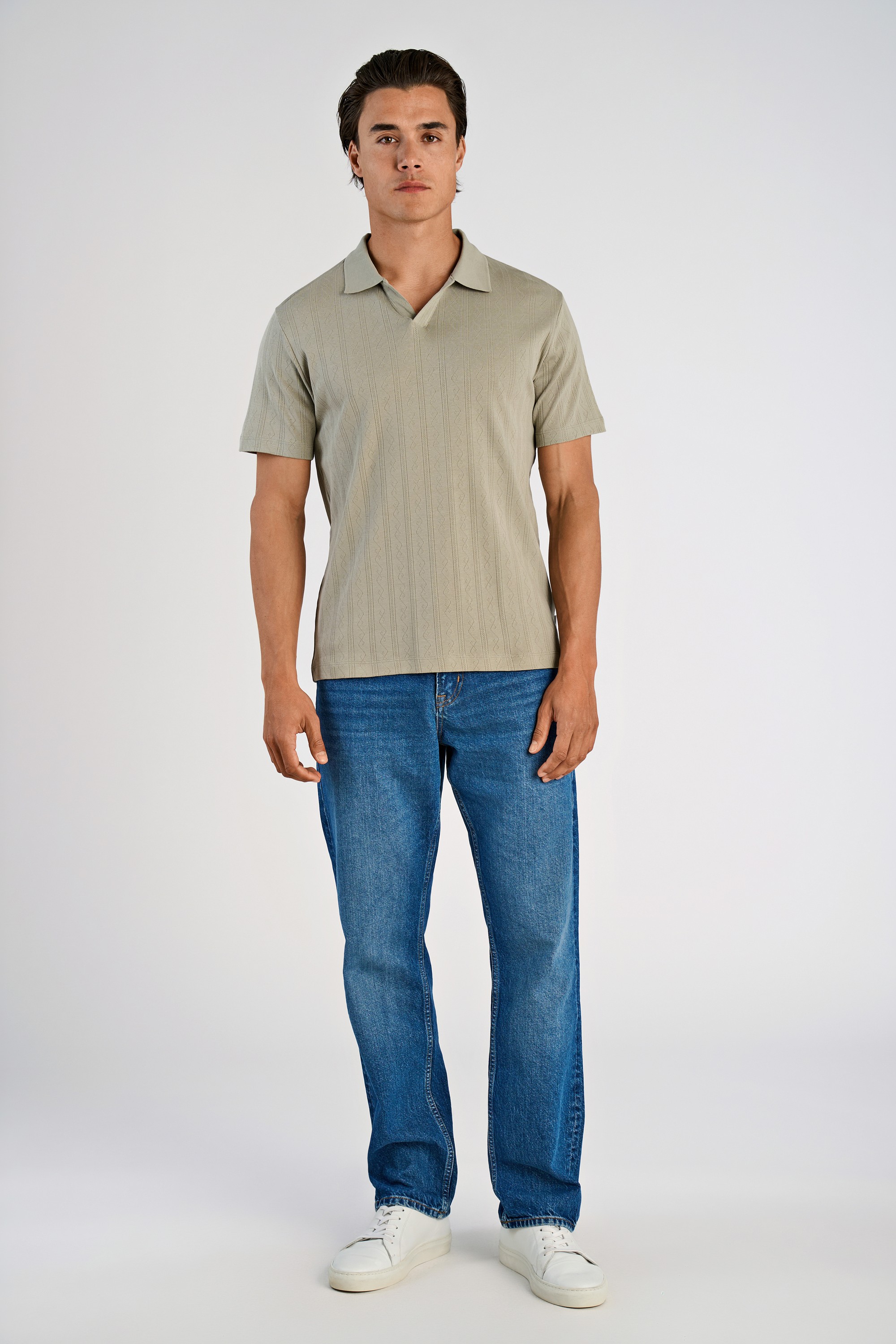Jacquard Vneck Polo S/S