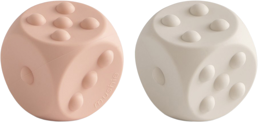 Mushie Terning Sanselegetøj i 2pak – Dice Press Blush/shifting Sands
