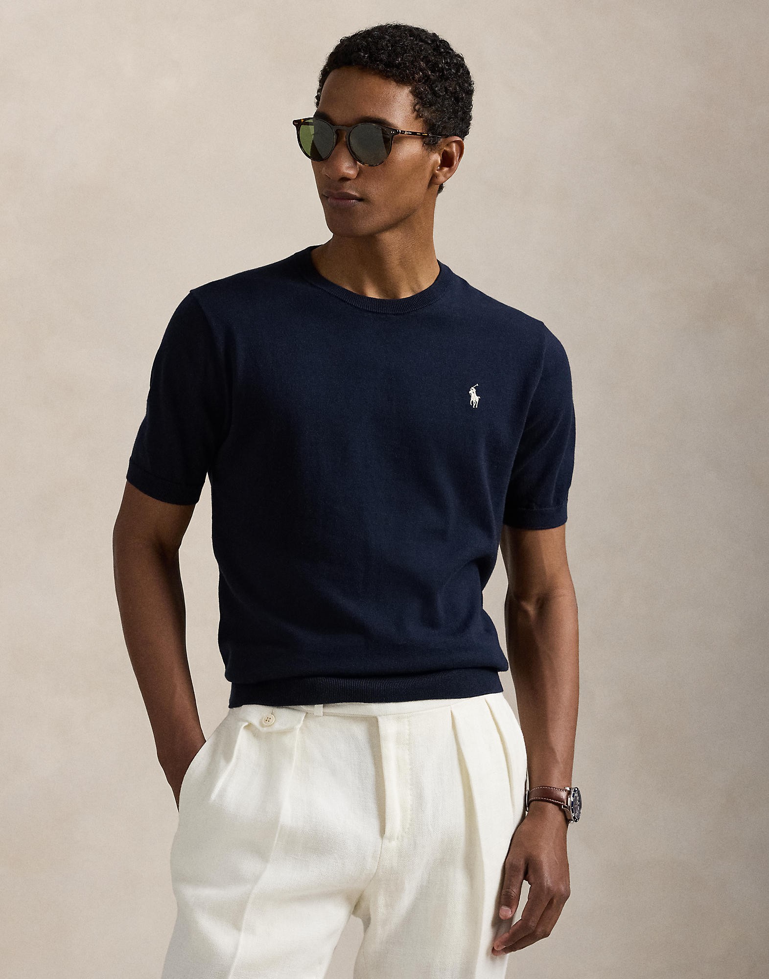 Cotton Crewneck Shortsleeve Sweater - Køb til DKK 698 - Spar 50%