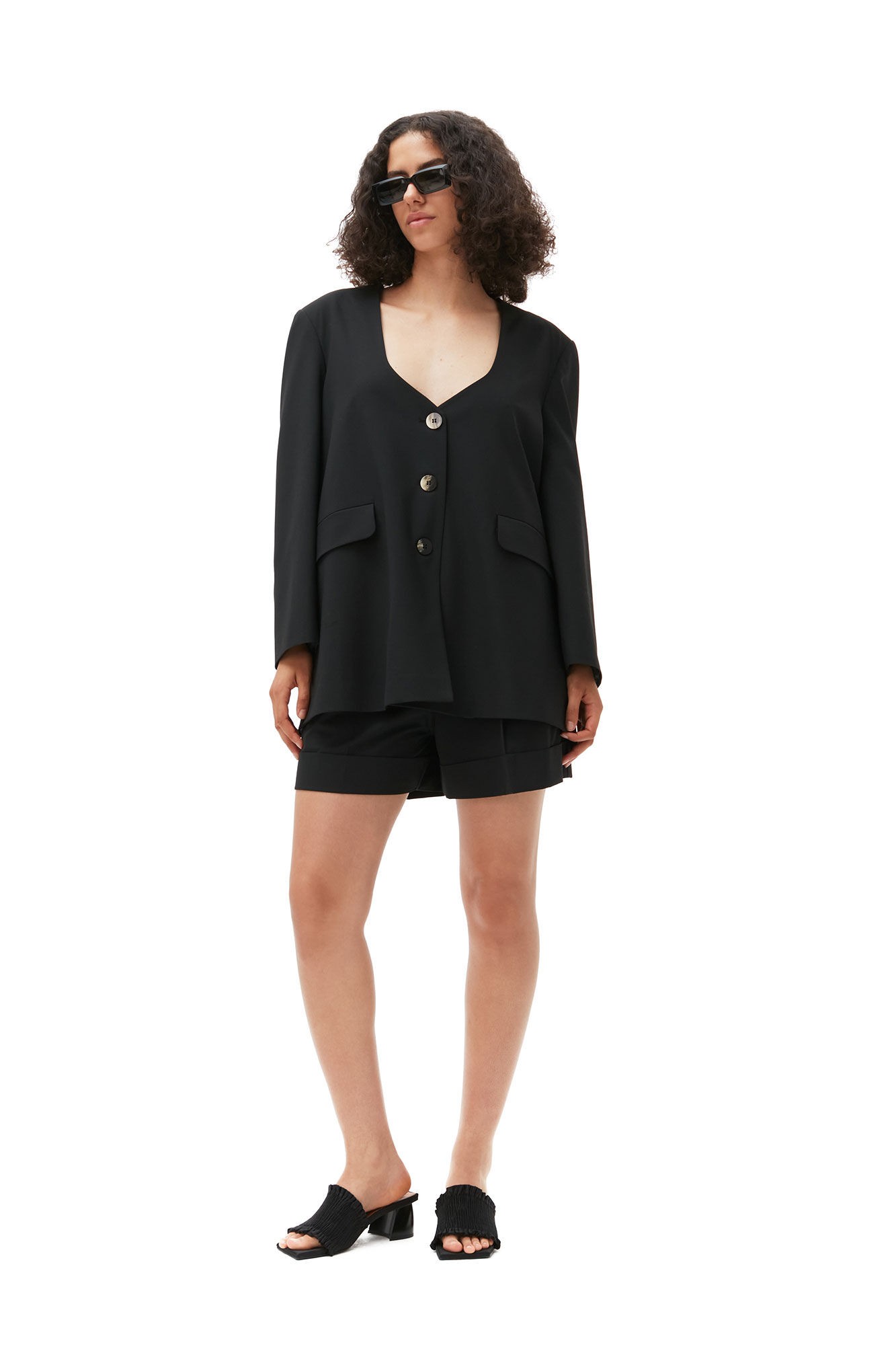 Oversized Drapey Melange Blazer