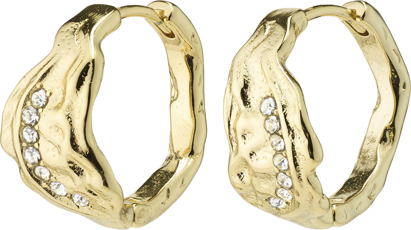 Pia Organic Shape Crystal Hoop Earrings Goldplated