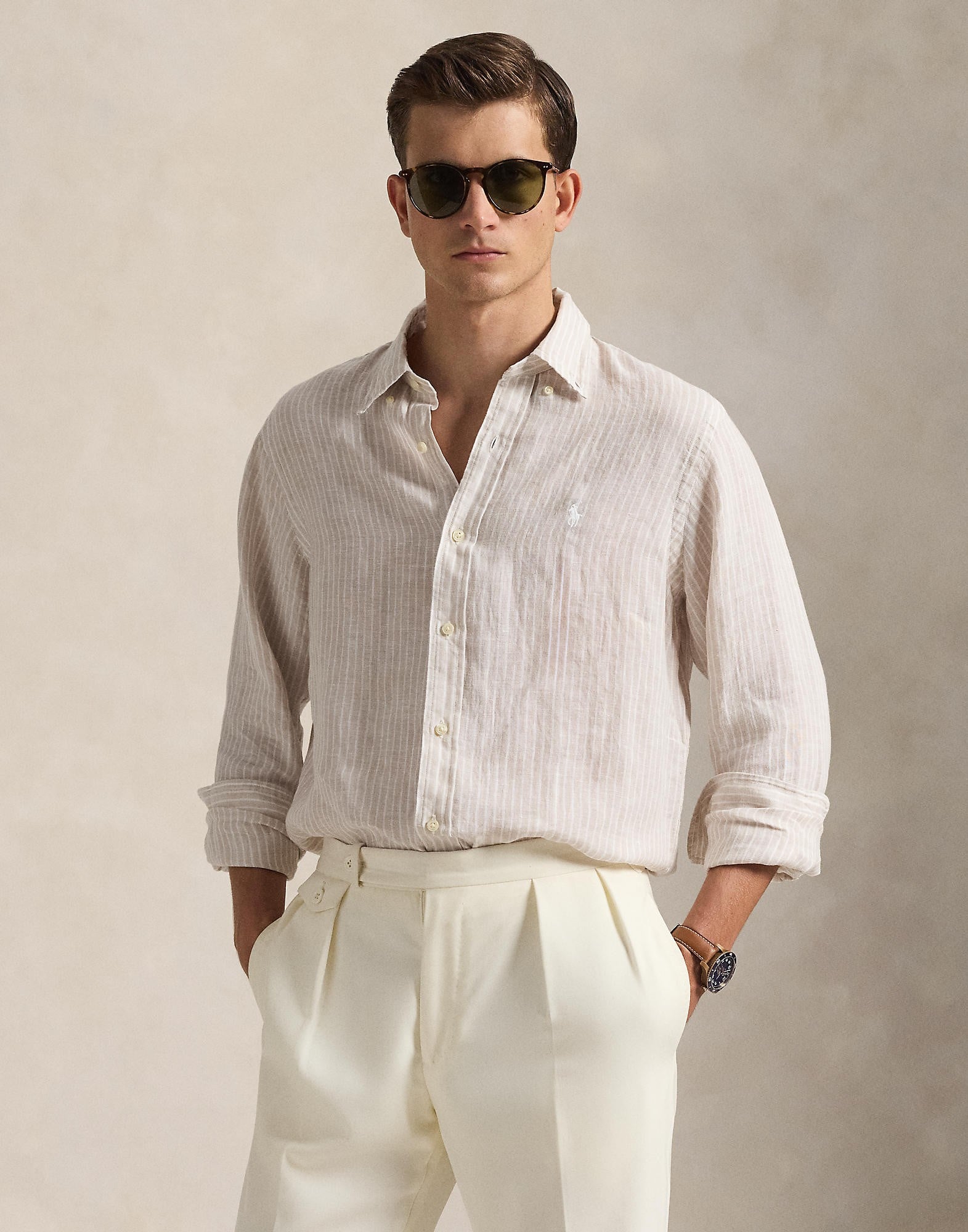 Custom Fit Striped Linen Shirt - Køb til DKK 1.117 - Spar 30%
