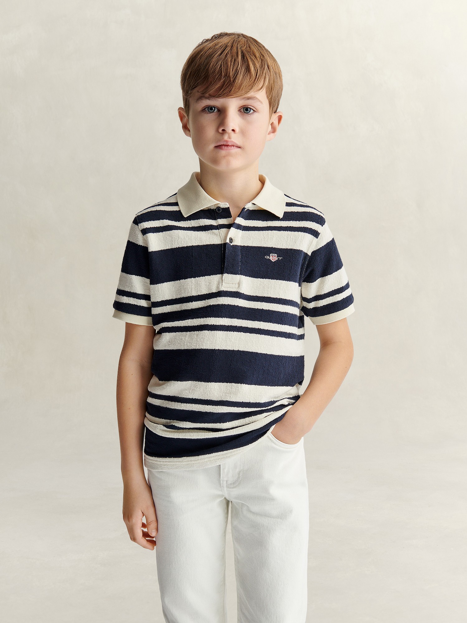 Shield Stripe Texture SS Polo Shirt - Køb til DKK 560 - Spar 0%