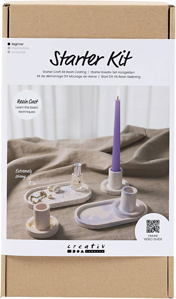 Start DIY Kit Resin Støbning, 3 Lysestager og 2 Fade