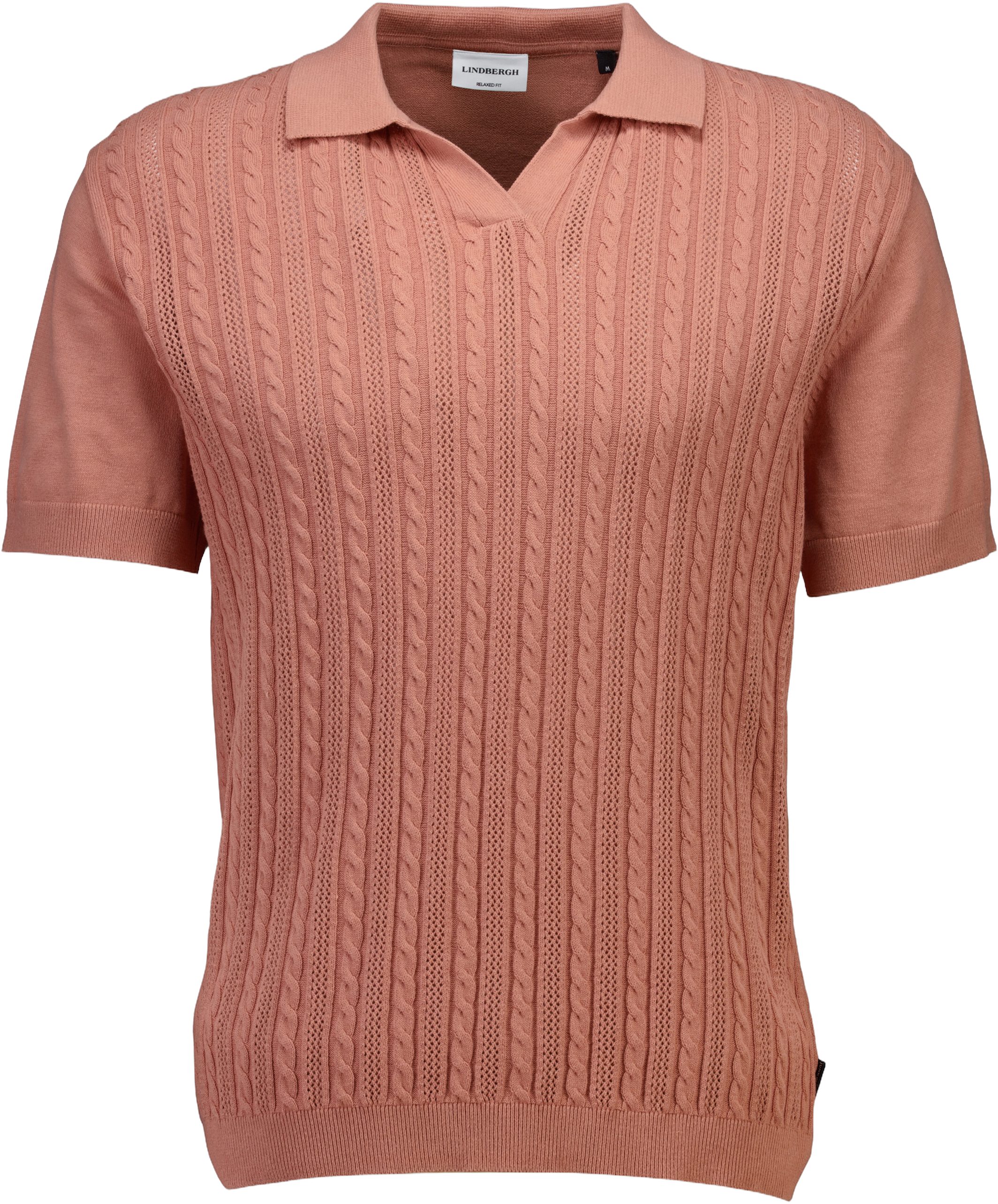 Knitted S/S Cable Vneck Polo