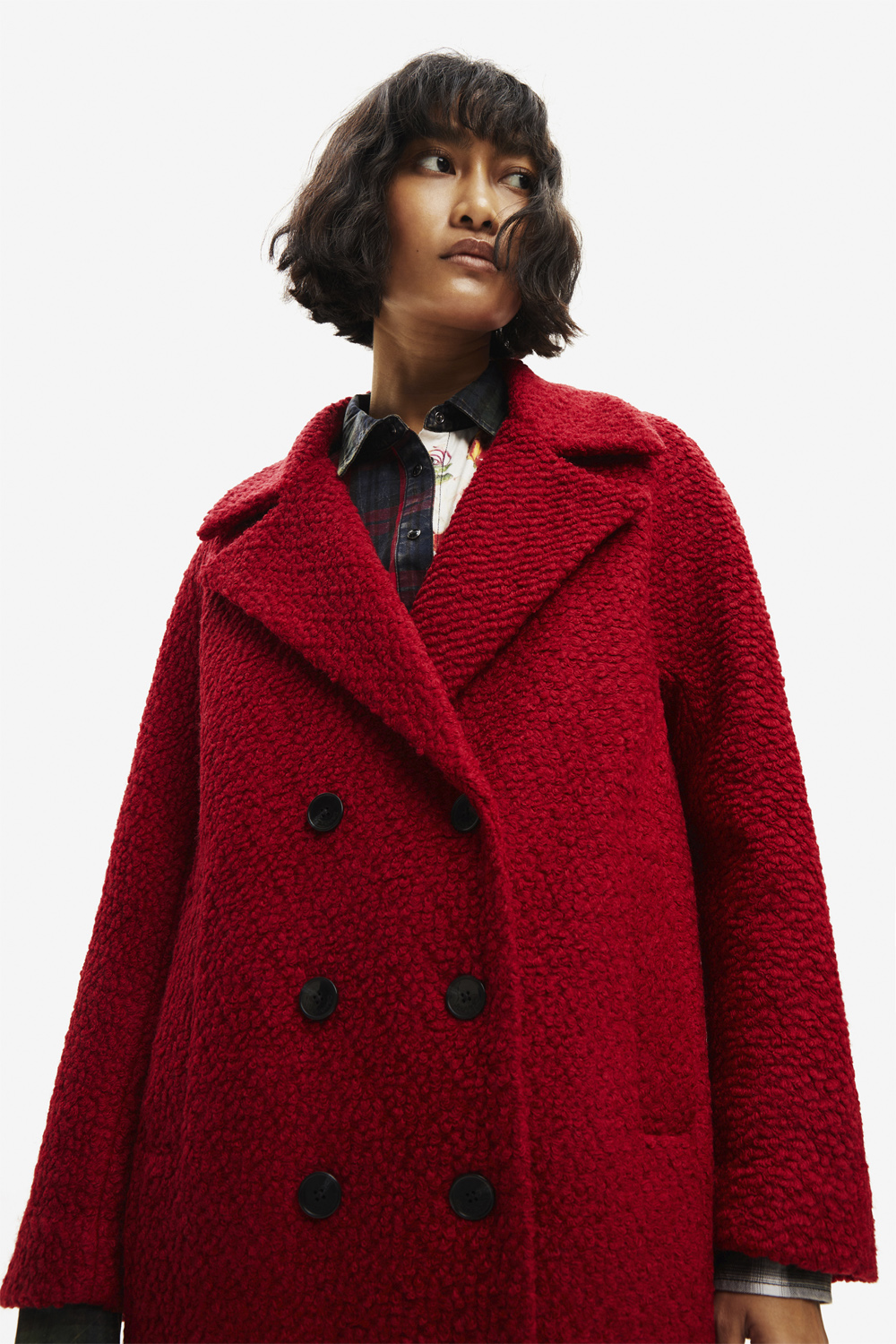 Straight Wool Coat With Text
