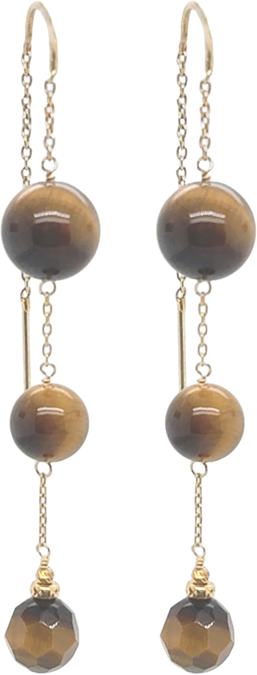 Venus Tiger Eye Earrings Gold