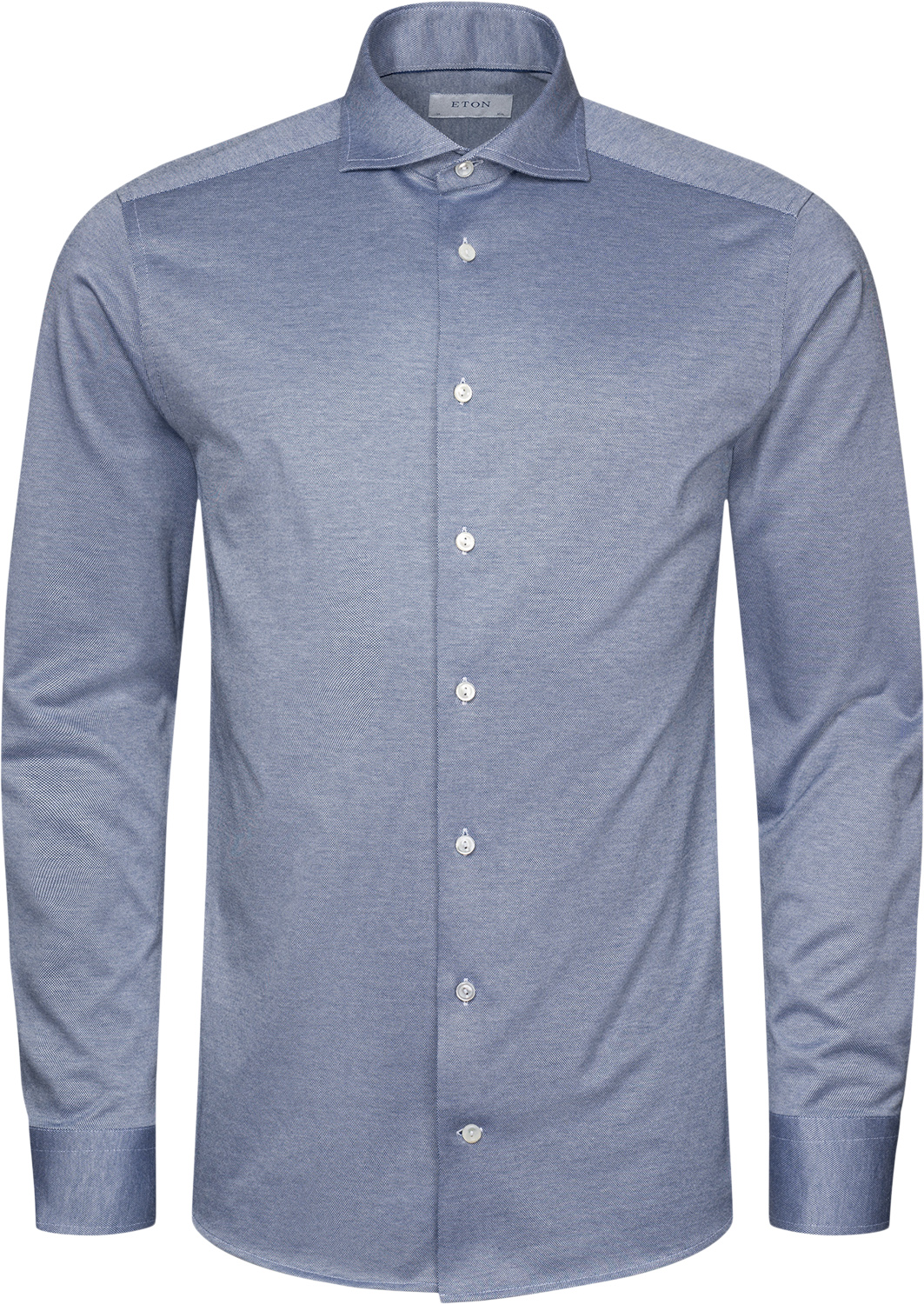 Contemporary Fit Mid Blue Solid Filo Scozia Pique Shirt