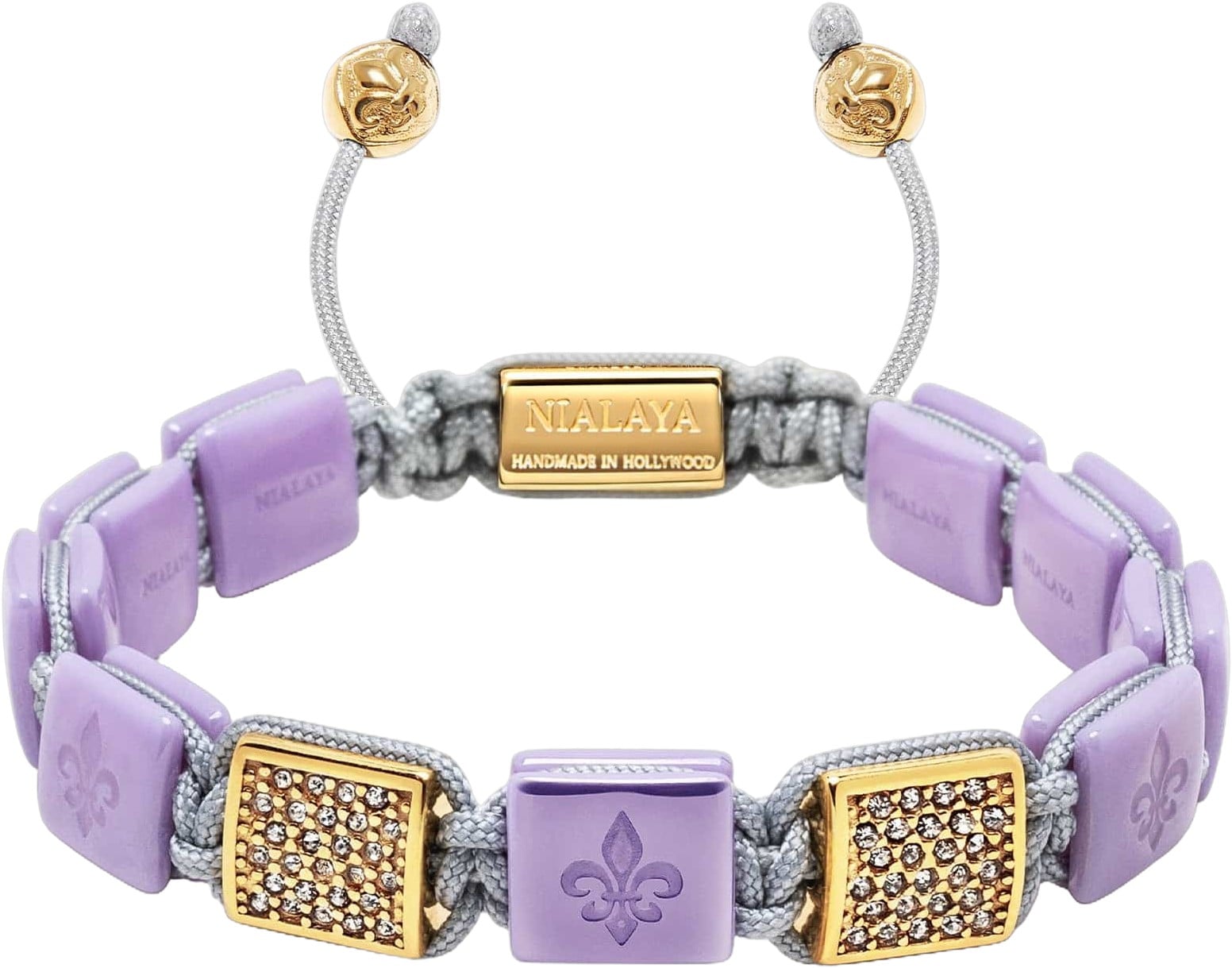 Women's Lavender Ceramic Flatbead Bracelet With Gold CZ