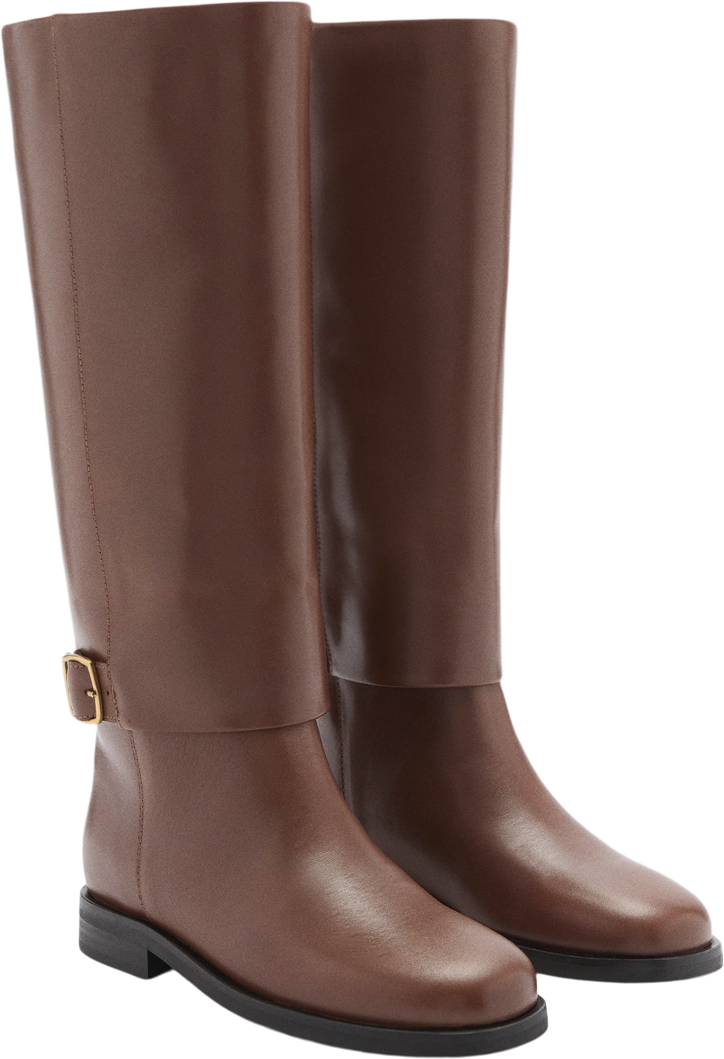 Leather Boots With Decorative Buckl