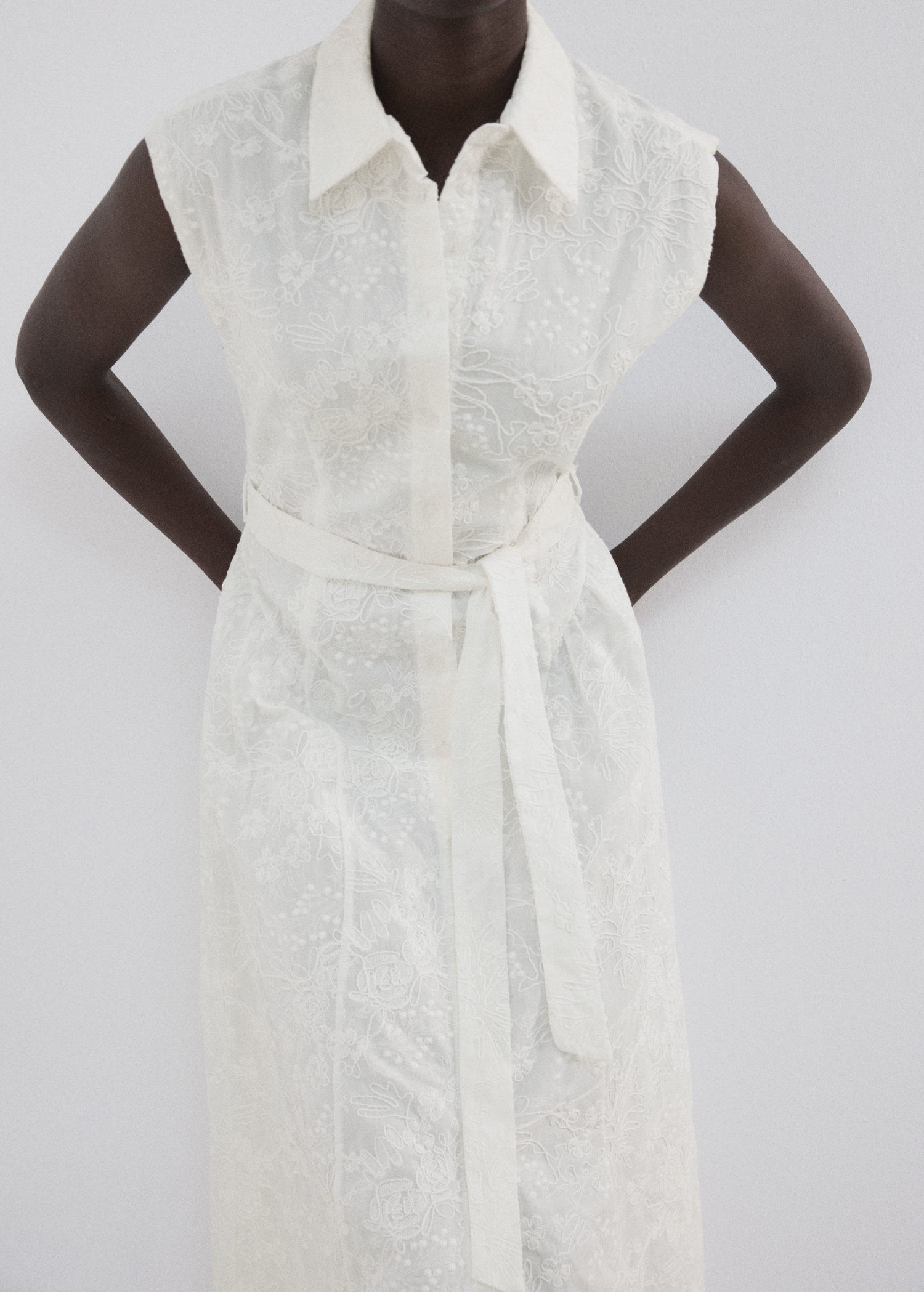 Embroidered Belt Dress