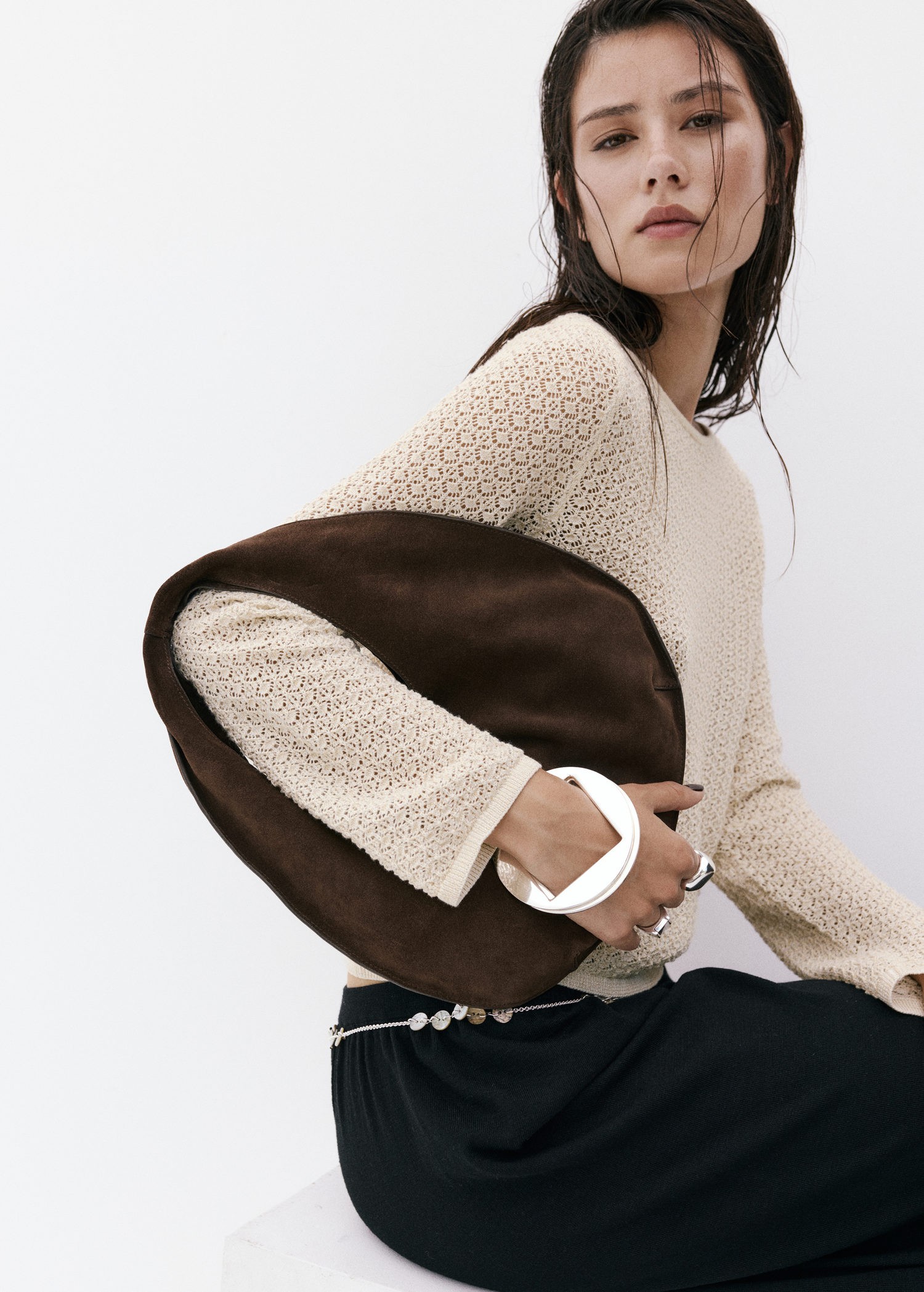 Openwork Lurex Knit Sweater