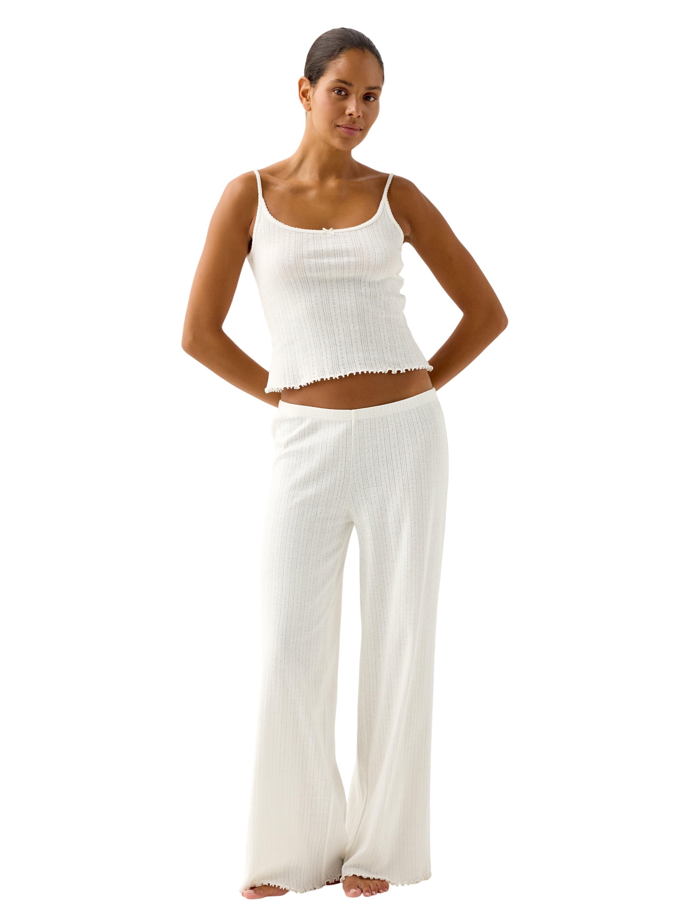 Wide Pyjama Trousers in Pointelle w