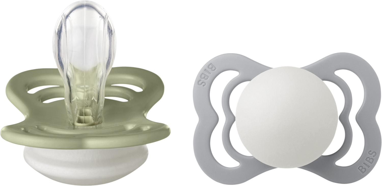 Bibs Supreme 2 Pack Silicone Size 1 Sage Night/cloud Night