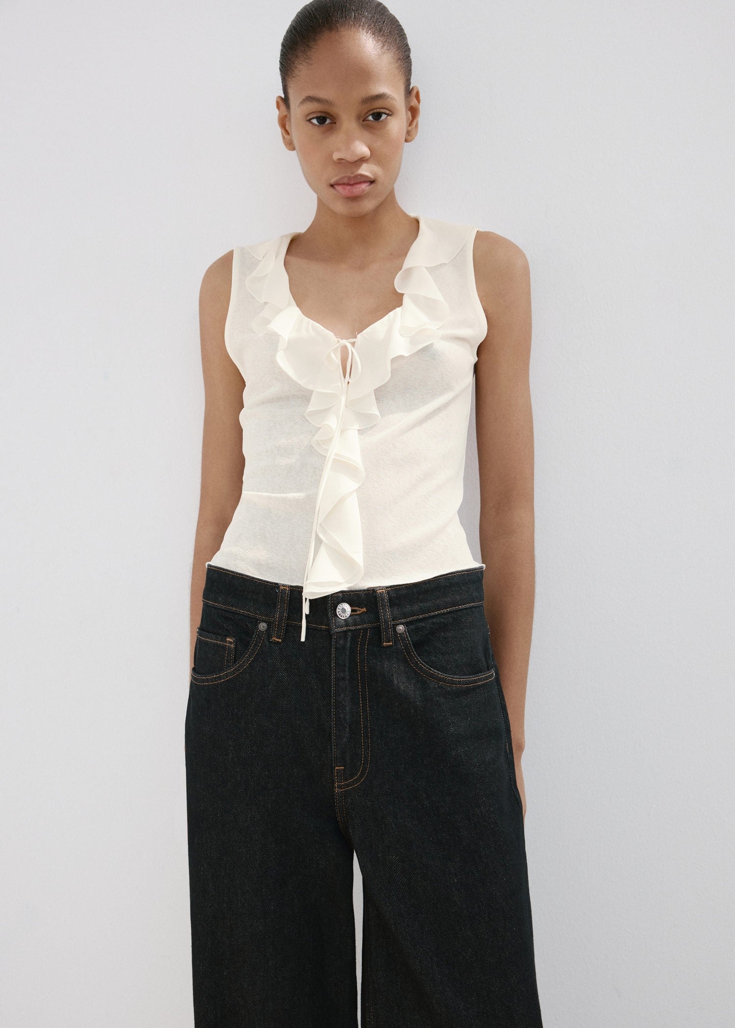 Ruffled Vneck top