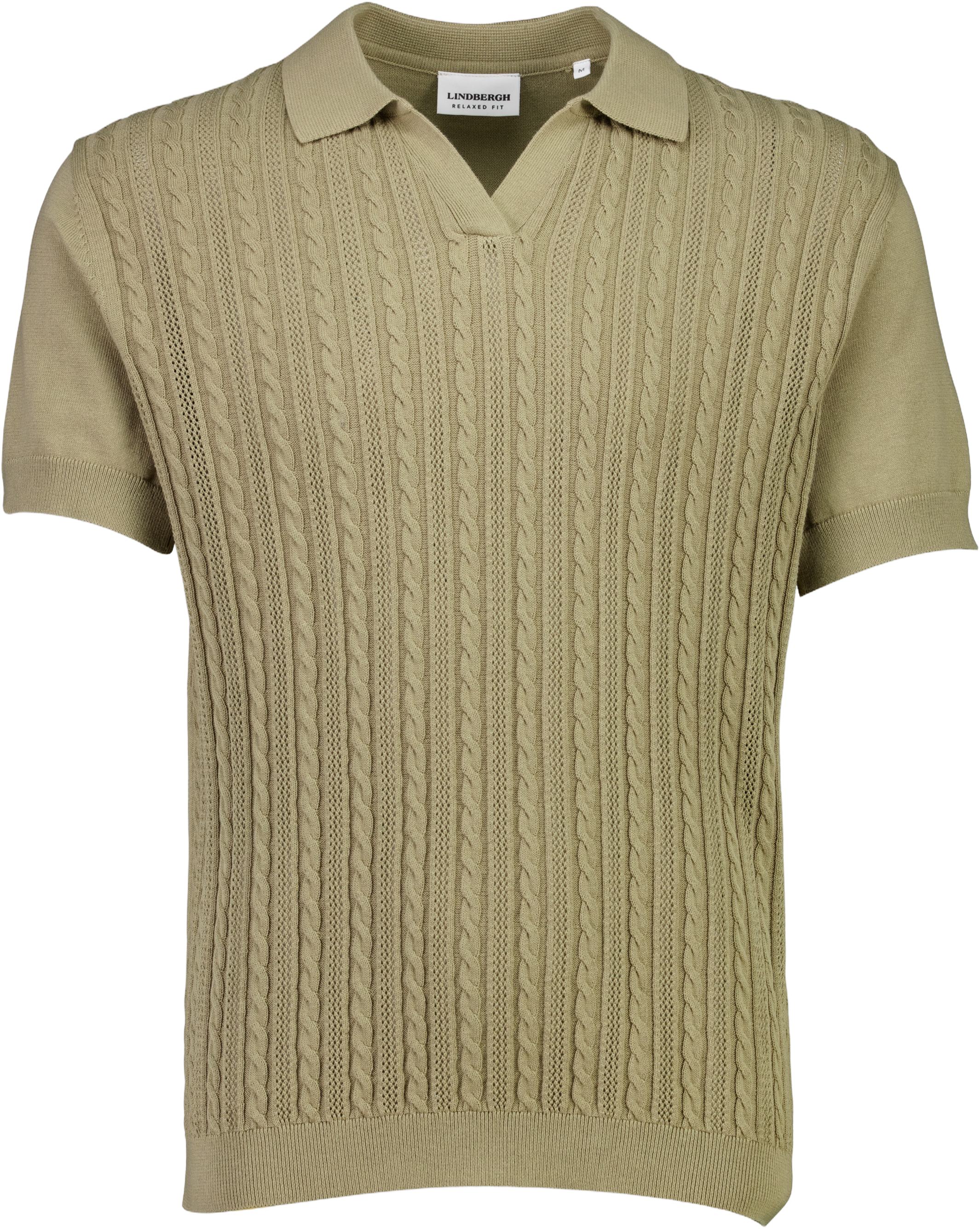 Knitted S/S Cable Vneck Polo
