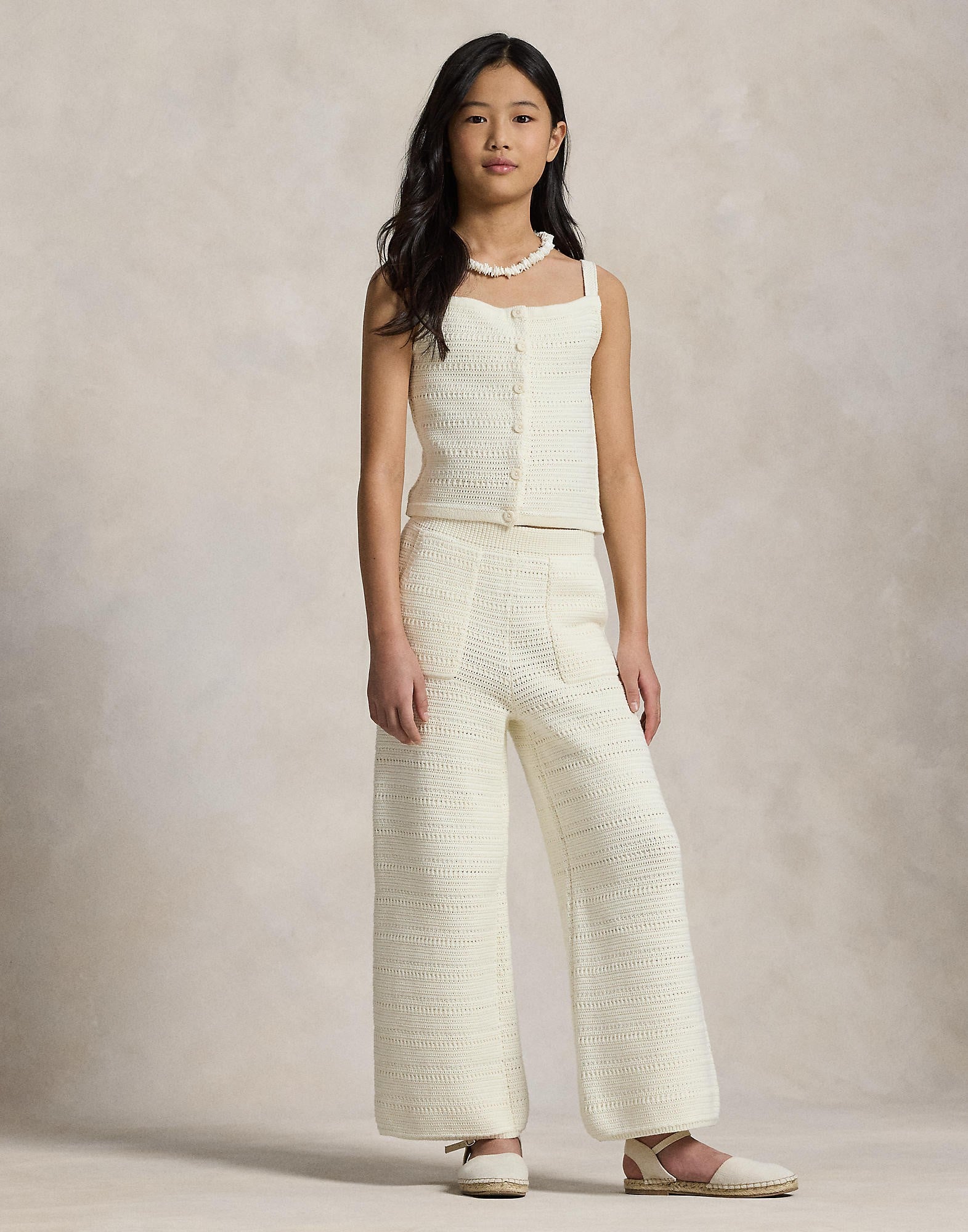Crocheted Cotton Sweater Top & Pant