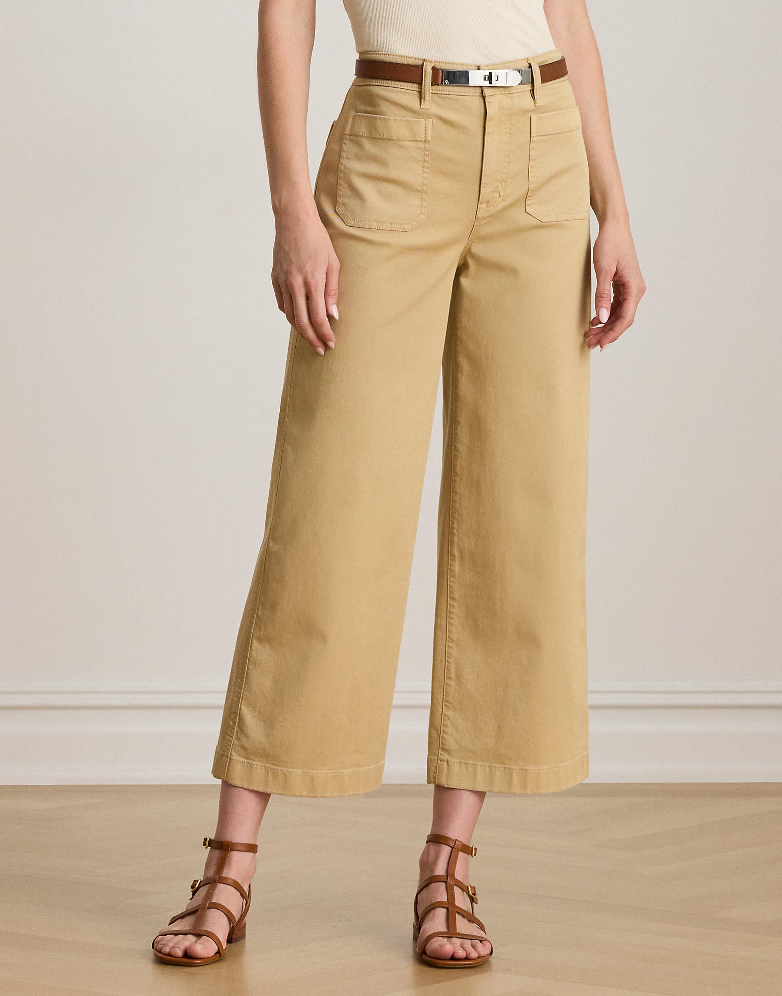 Stretch Chino Wideleg Cropped Pant