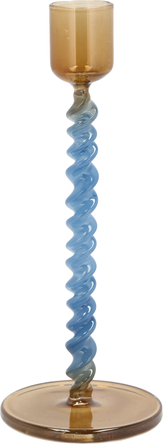 Lysestage Styles 7,4 x 16,3 cm Blå/amber Glas