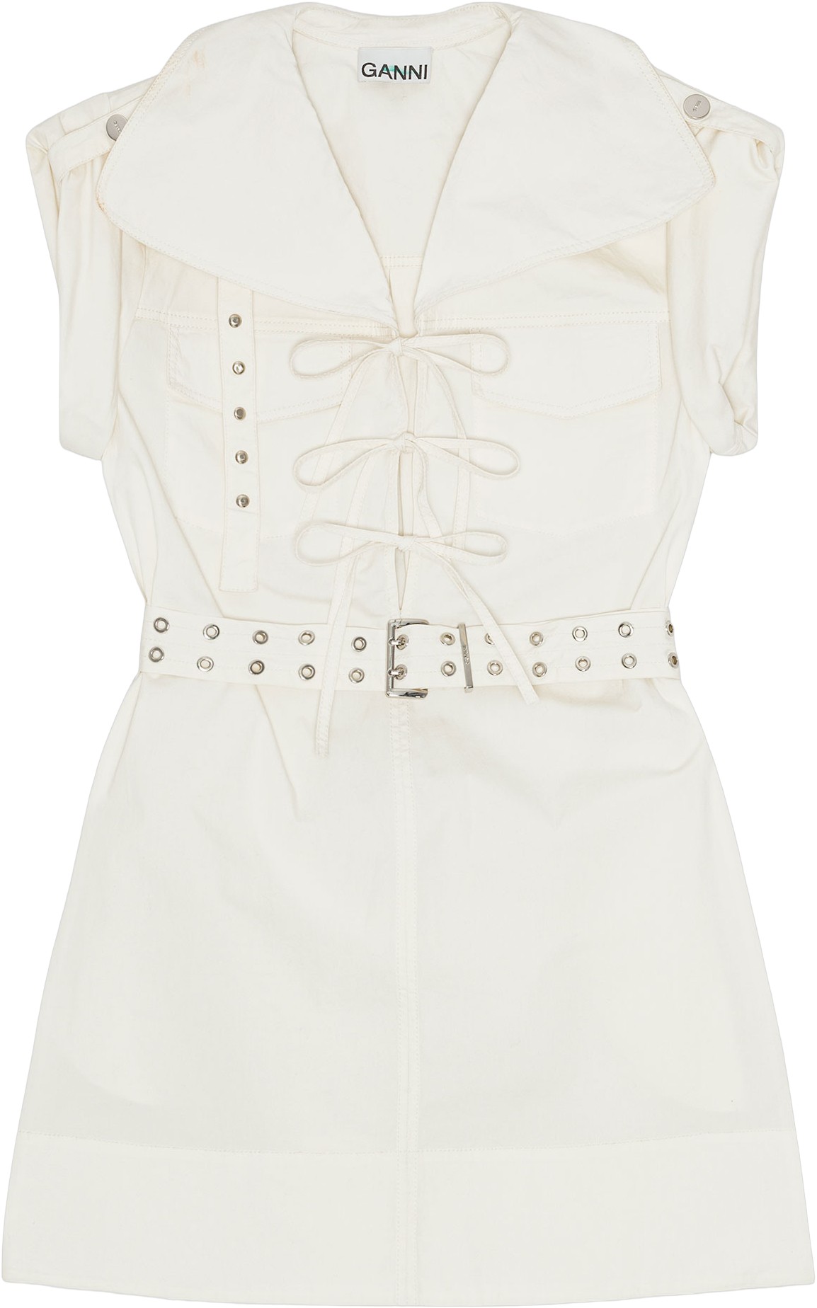 Stretch Cotton Cowl Neck Mini Dress