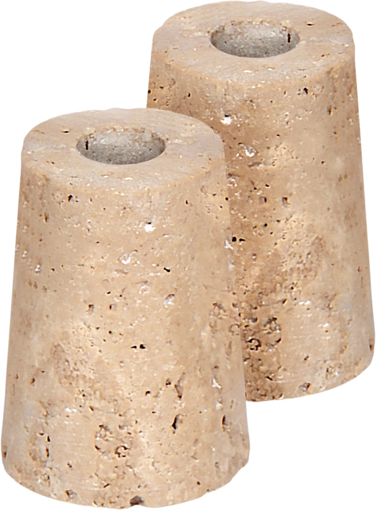 Travertine Candleholder Mini Taper, M, Desert Beige, 2pack,