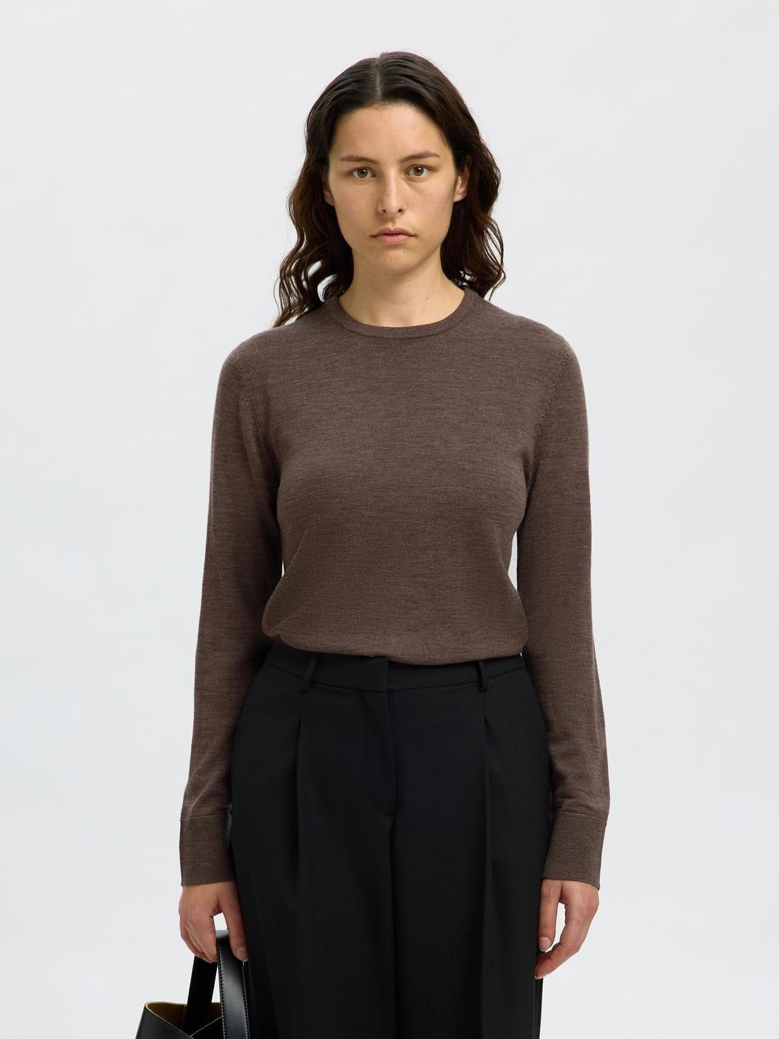 Slfthea LS Knit 100% Merino Wool Oneck Noos
