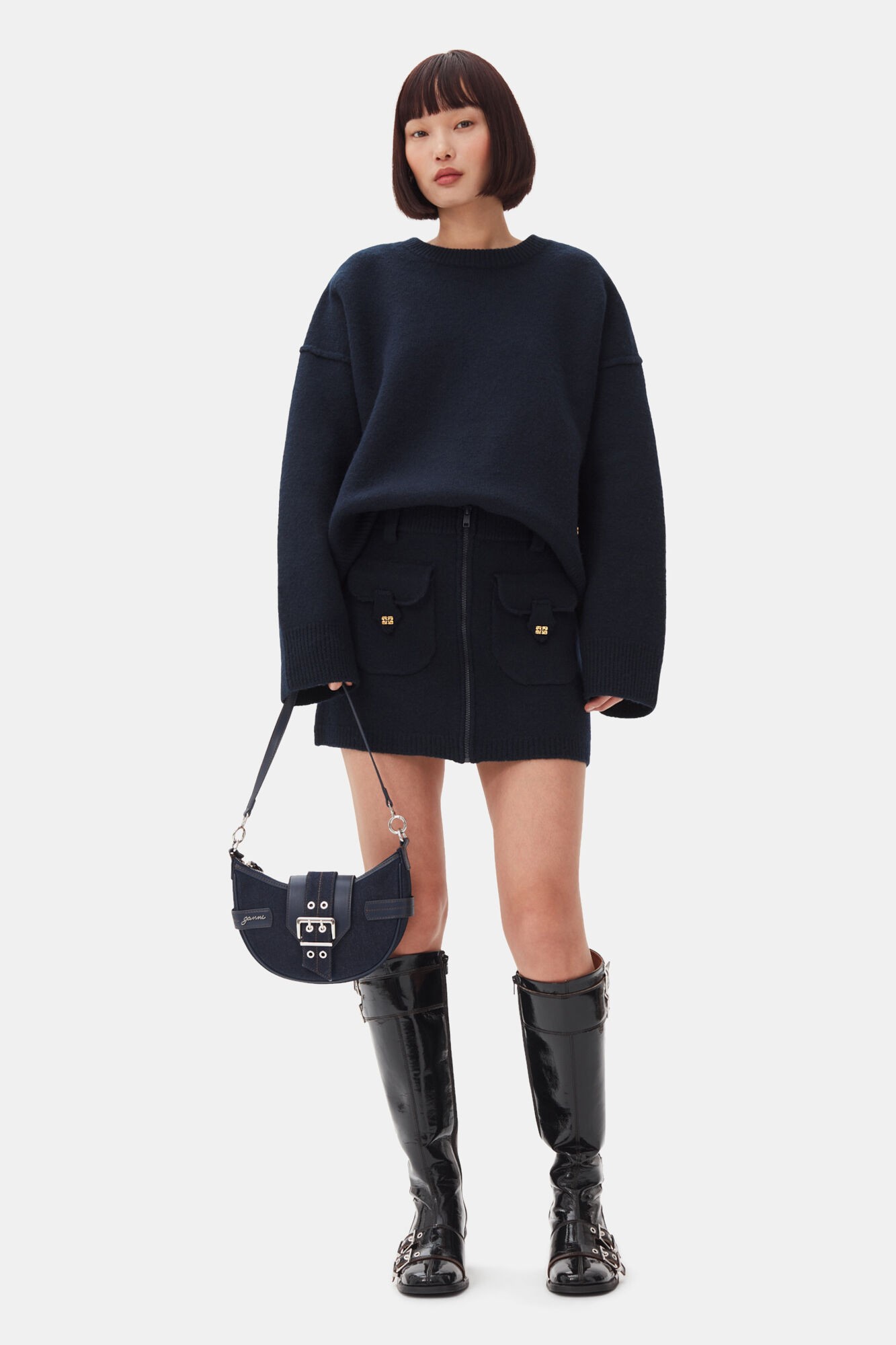 Boiled Wool Mini Skirt