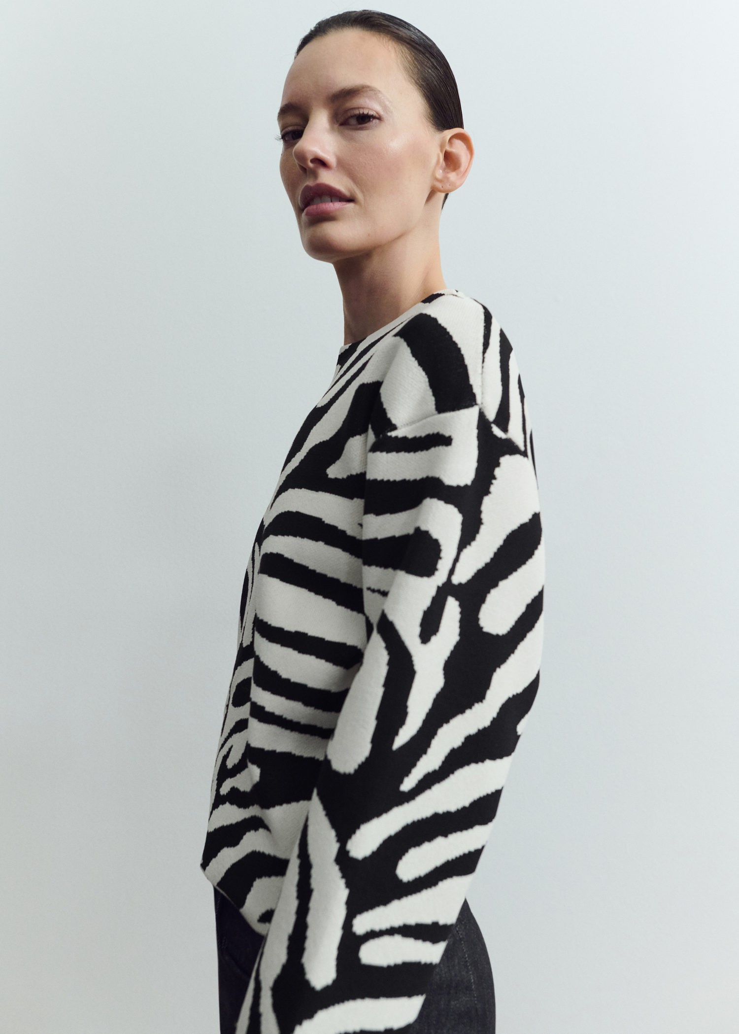 Zebra Print Knit Sweater