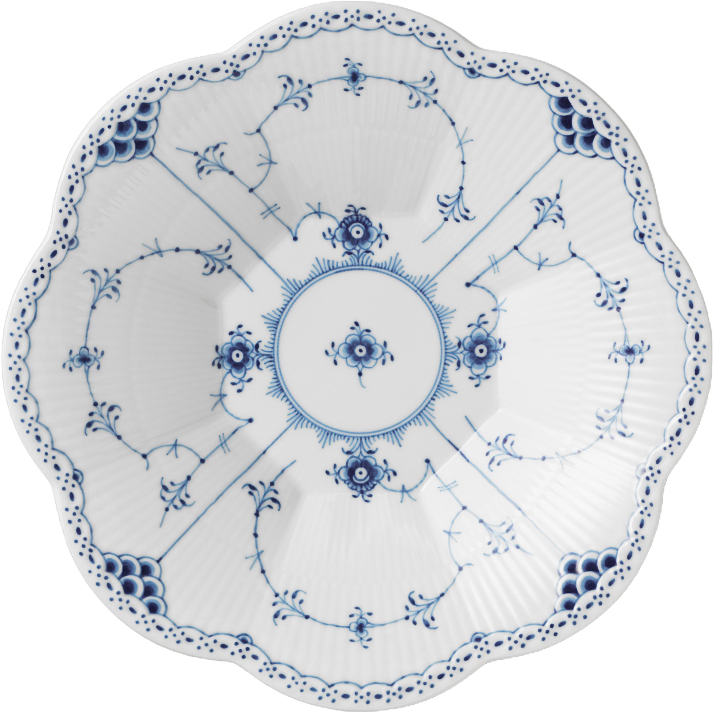 Musselmalet Halvblonde Kantet Skål 25,5 cm