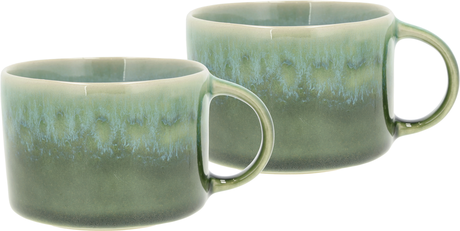 Krus M/hank Styles 0,16 Liter 2 stk. Grøn/blå Stentøj