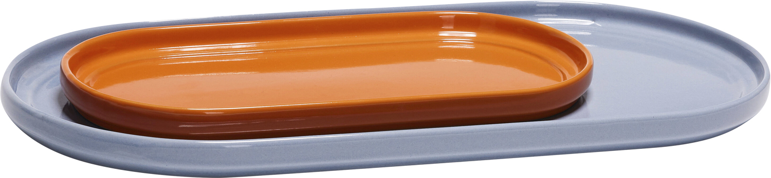 Amare Serveringsfade Lyseblå/orange sæt af 2