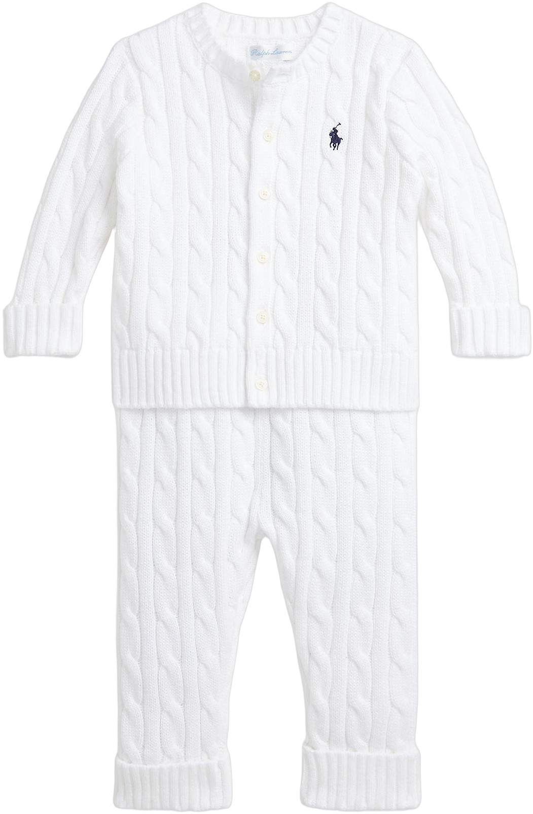 Cableknit Cotton Cardigan & Pant Set