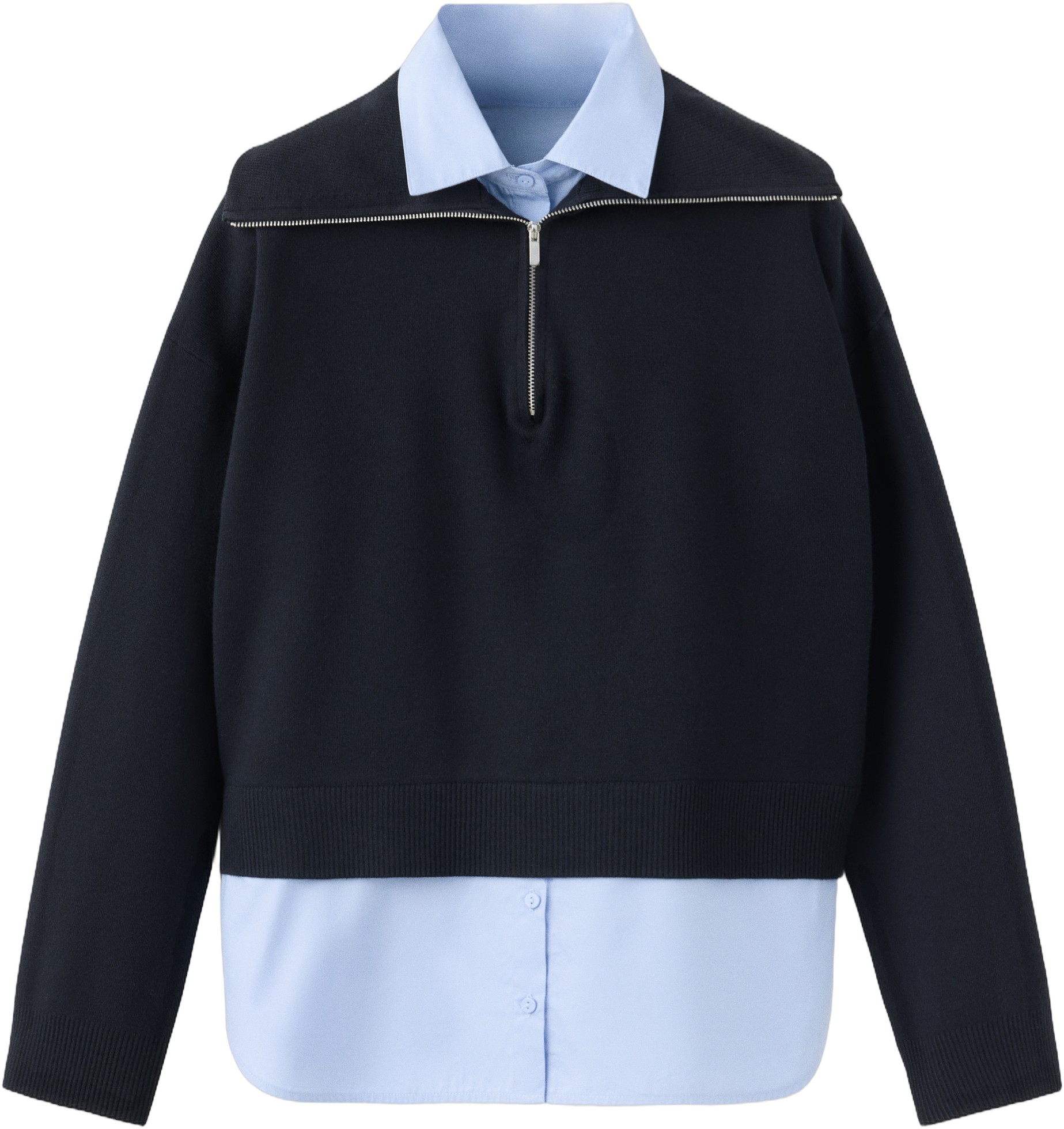 Layered Knit Jumper With Shirt