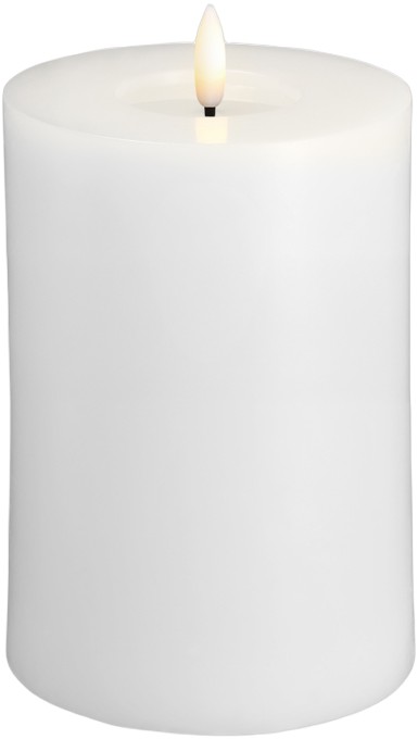 Moods & More LED Pillar Candles, Silk, Melted, Classic whi