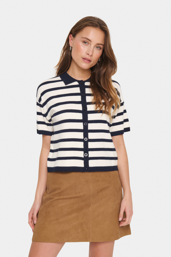 Likamsz Striped Polo Cardigan