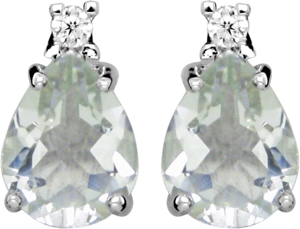 Green Amethyst Drop Ørestikker Sølv