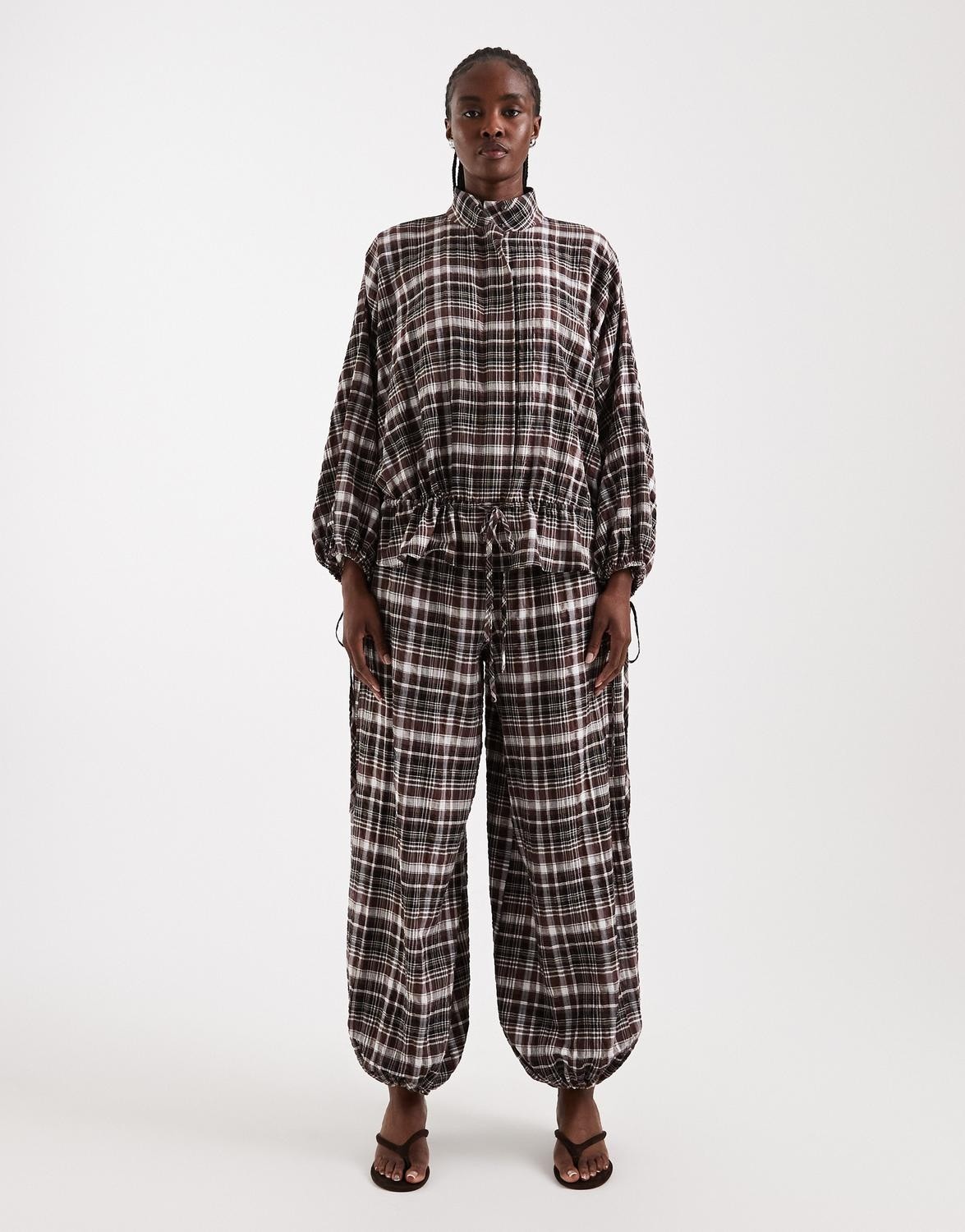 Tsaio Flannel Check Balloon LEG TRO