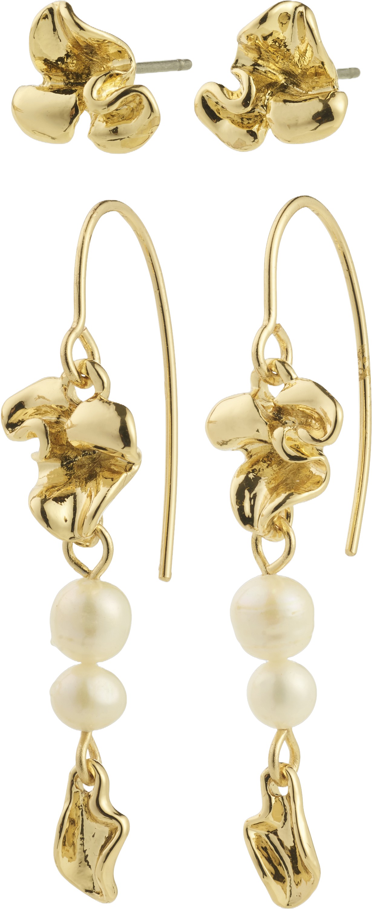 Luis Earrings 2in-1 set, Gold-plated