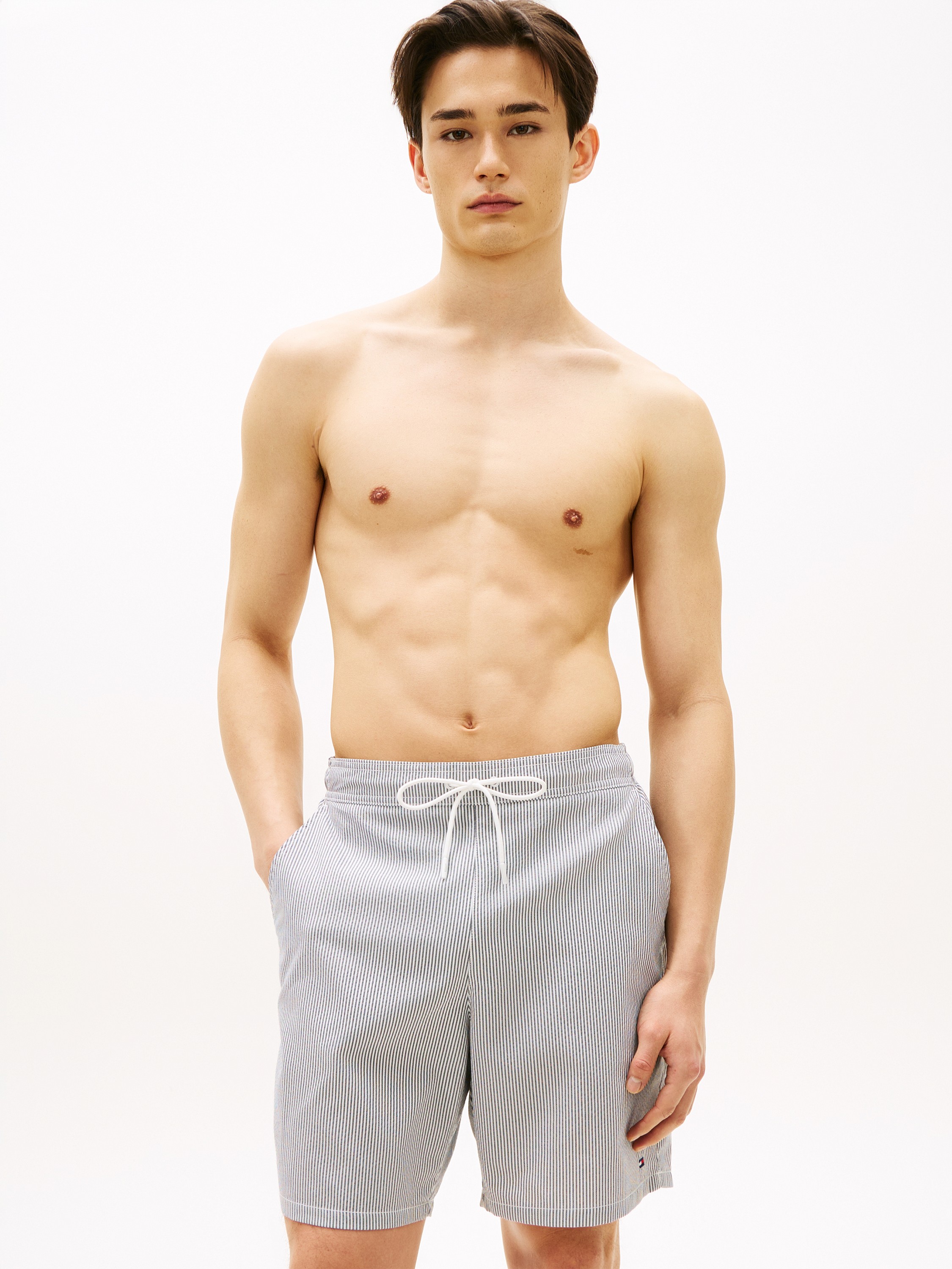 Essential Ithaca Stripe Long Length Swim Shorts