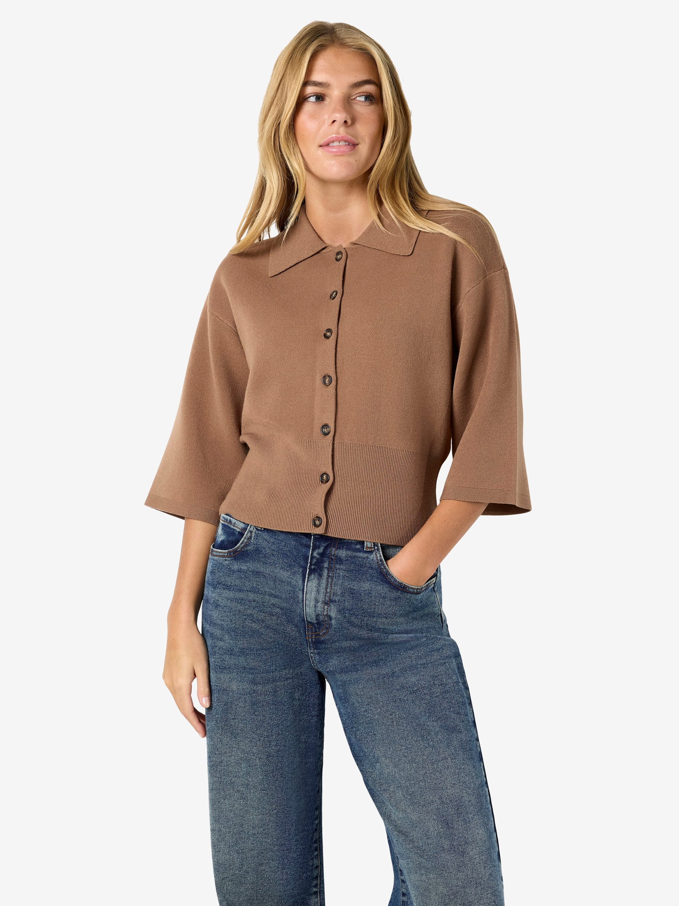 Nmshyla 3/4 Sleeve Knit Polo Cardig