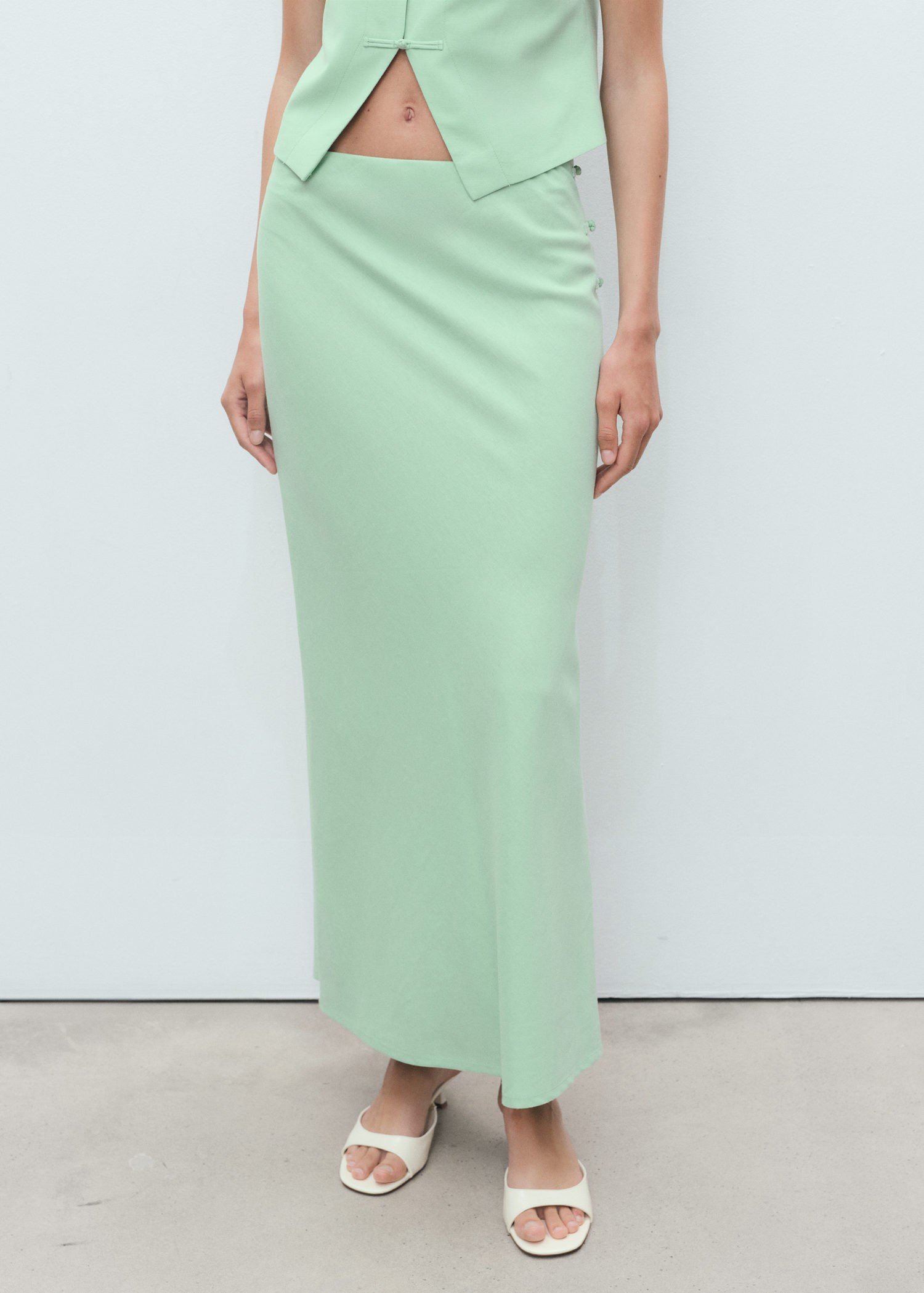 Linenblend Straight Skirt
