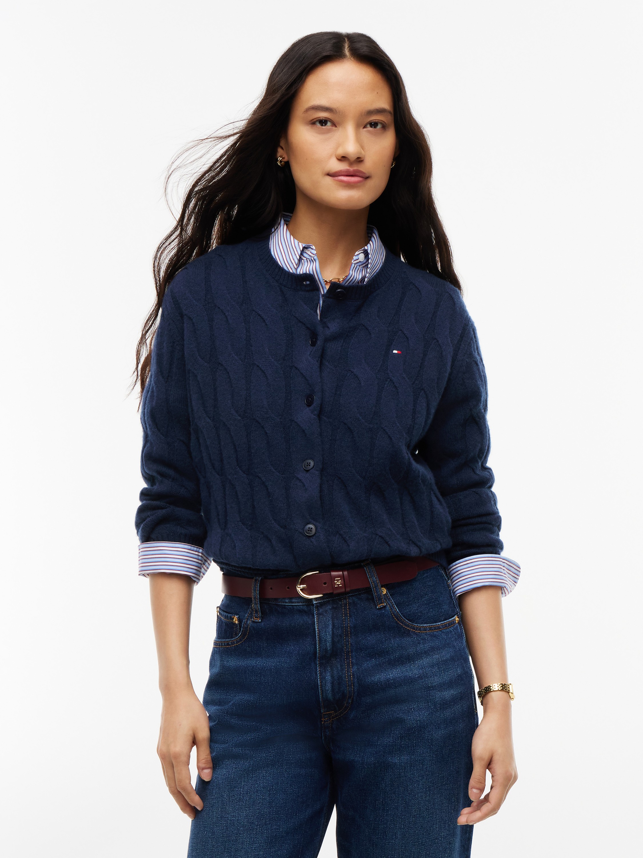 Pure Wool Cable Knit Slim Cardigan