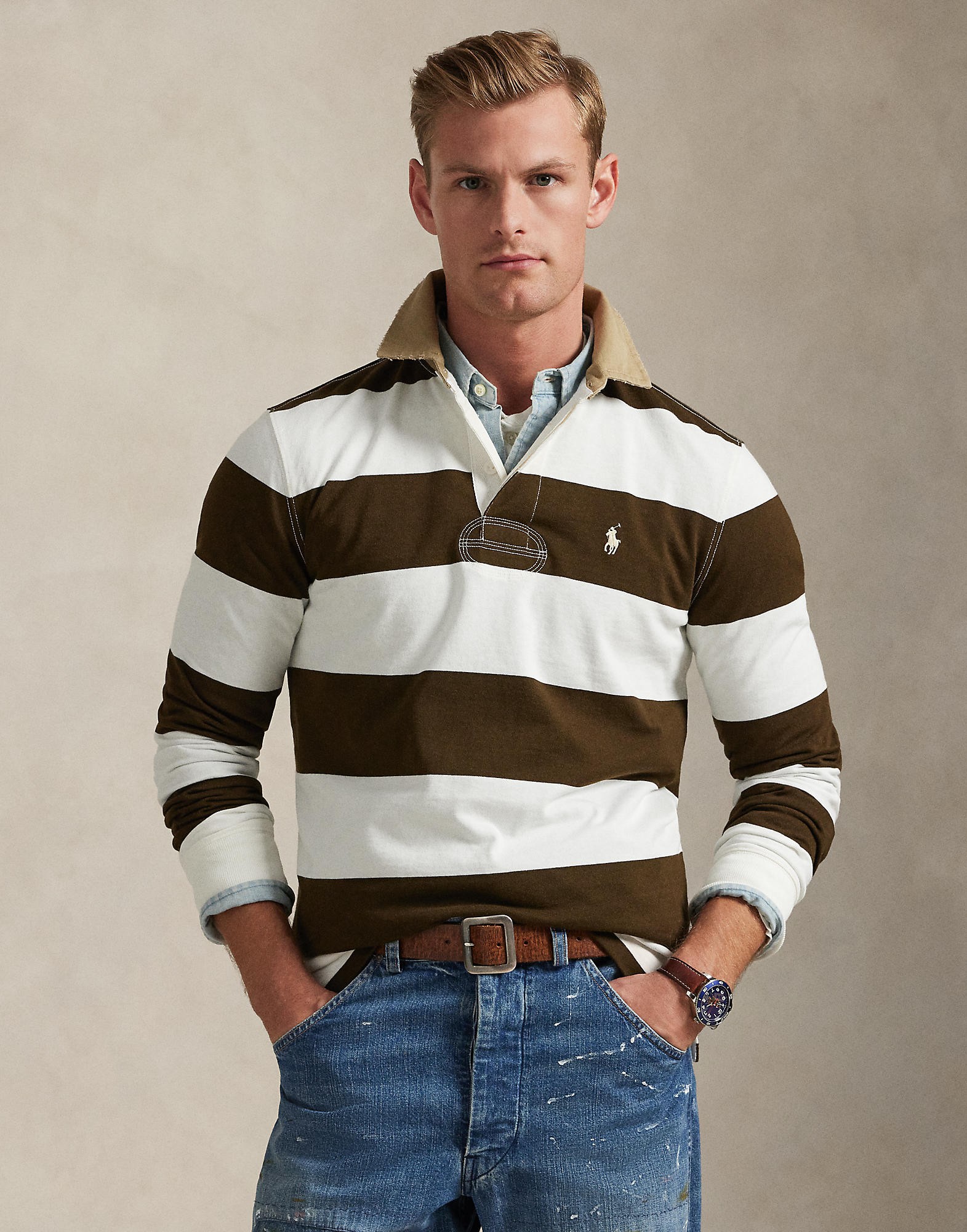 Classic Fit Khakicollar Rugby Shirt