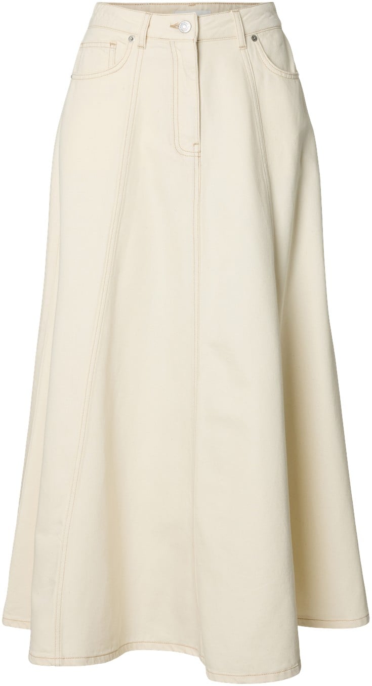 Slftenna HW Long Denim Skirt