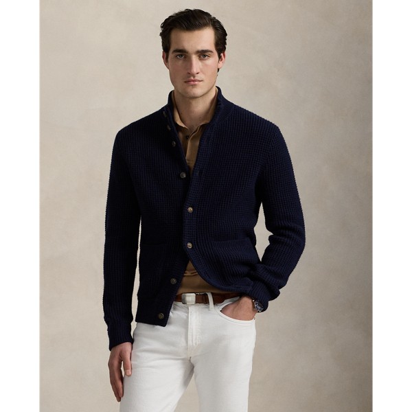 Waffleknit Wool-cotton Cardigan