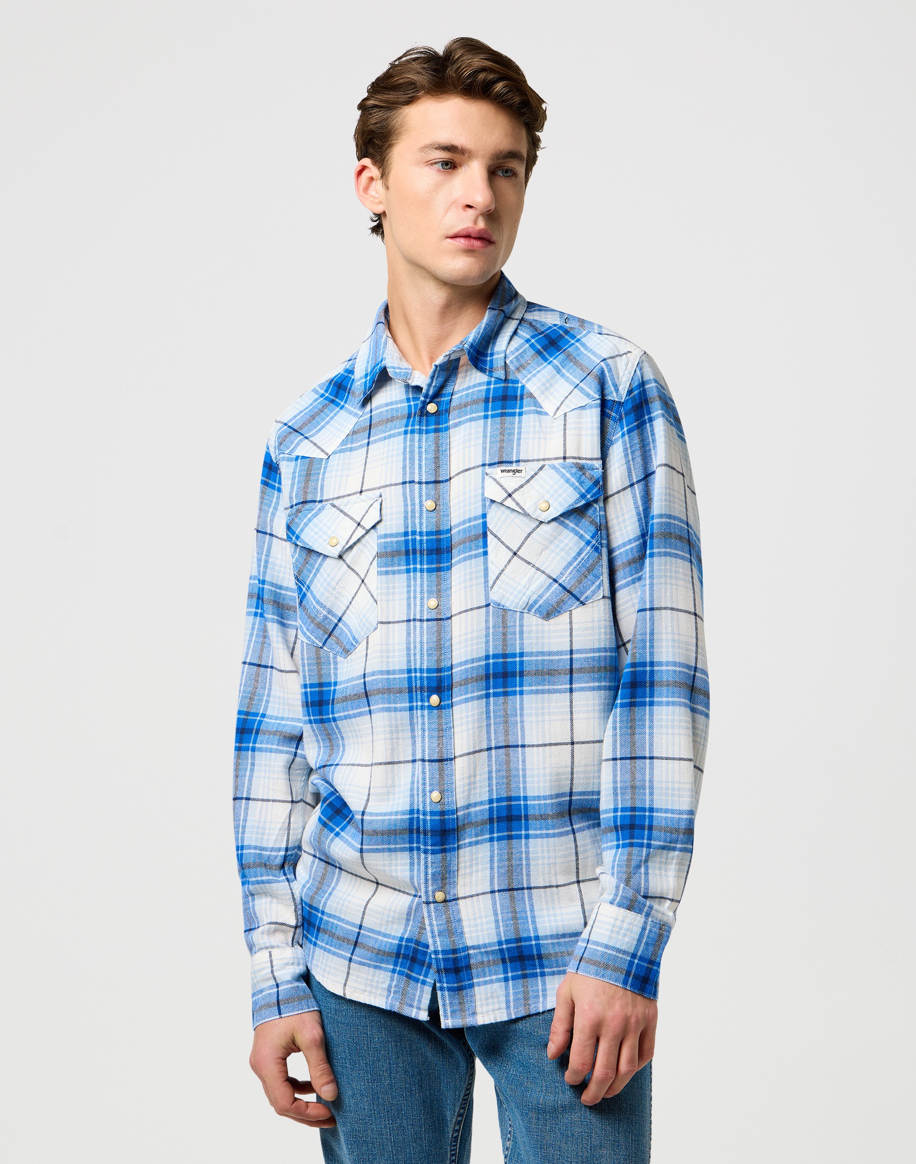 Western Shirt Light Blue White